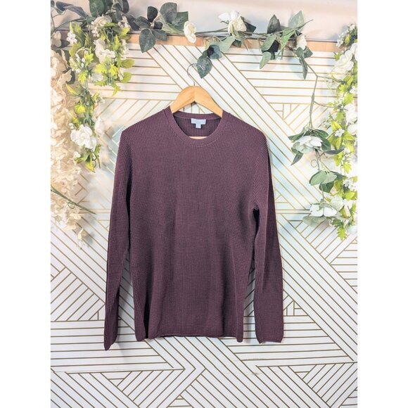 COS Men's MAROON Textured Knit Sweater Waffle Organic Cotton Preppy Size Med - Picture 1 of 6